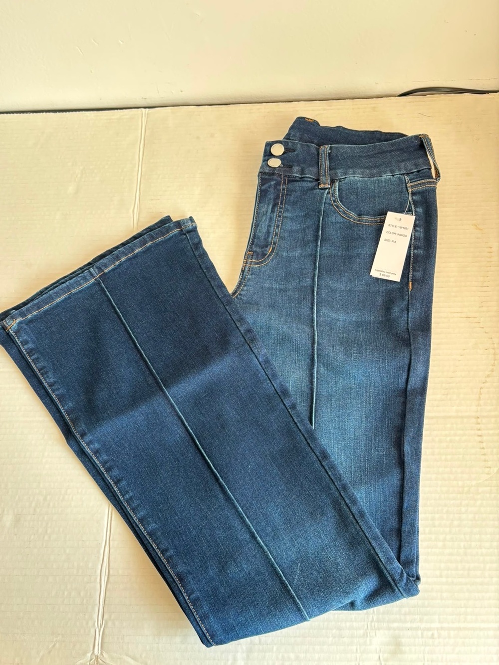 Women's Dark Blue High-Waist Straight Jeans